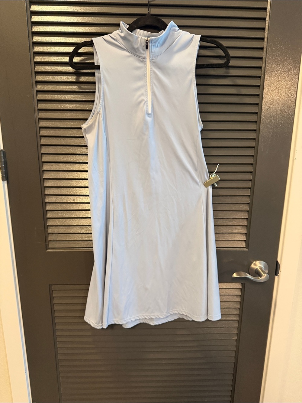 Sleeveless Light Blue Zip-Front Golf Dress